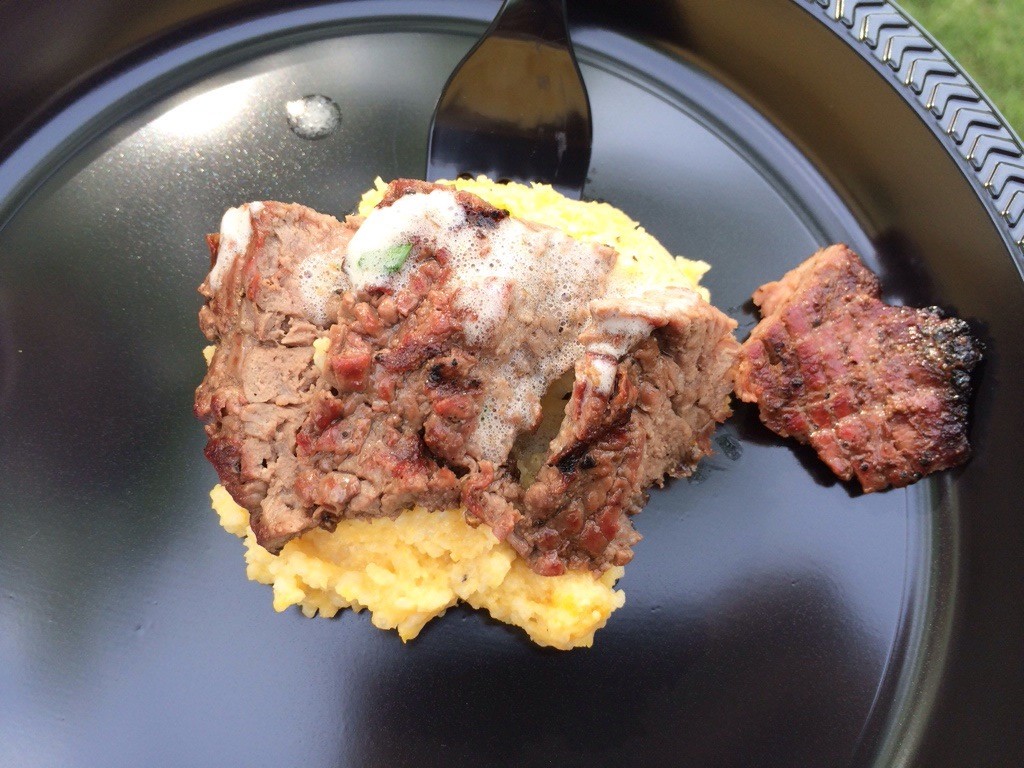 Kobe beef flank on cheddar grits from Chamberlains