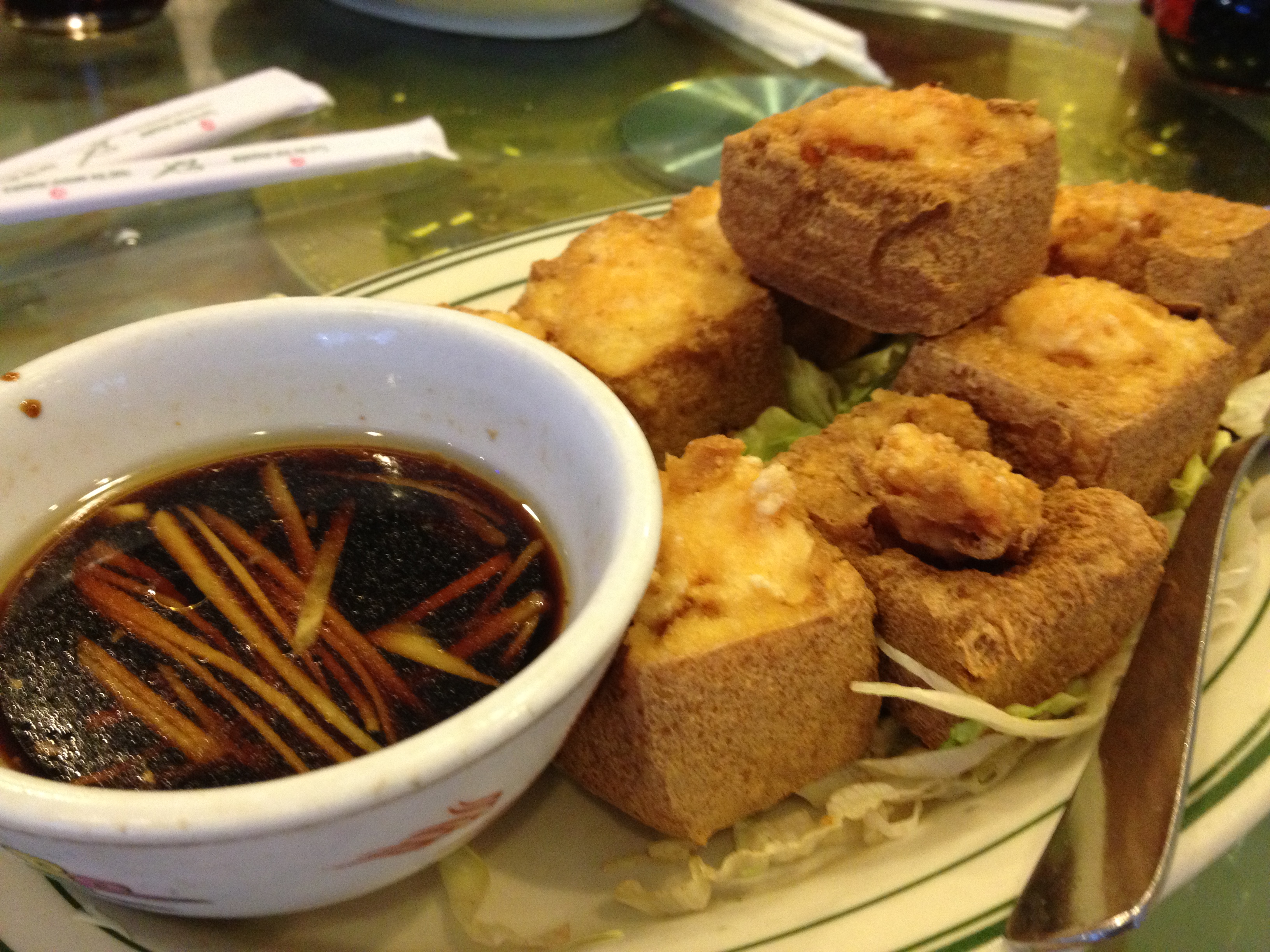 Crispy tofy and shrimp