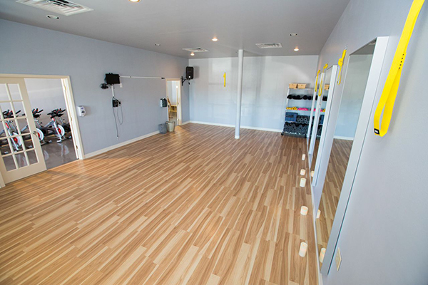 Second studio for yoga, pilates, and barre classes.